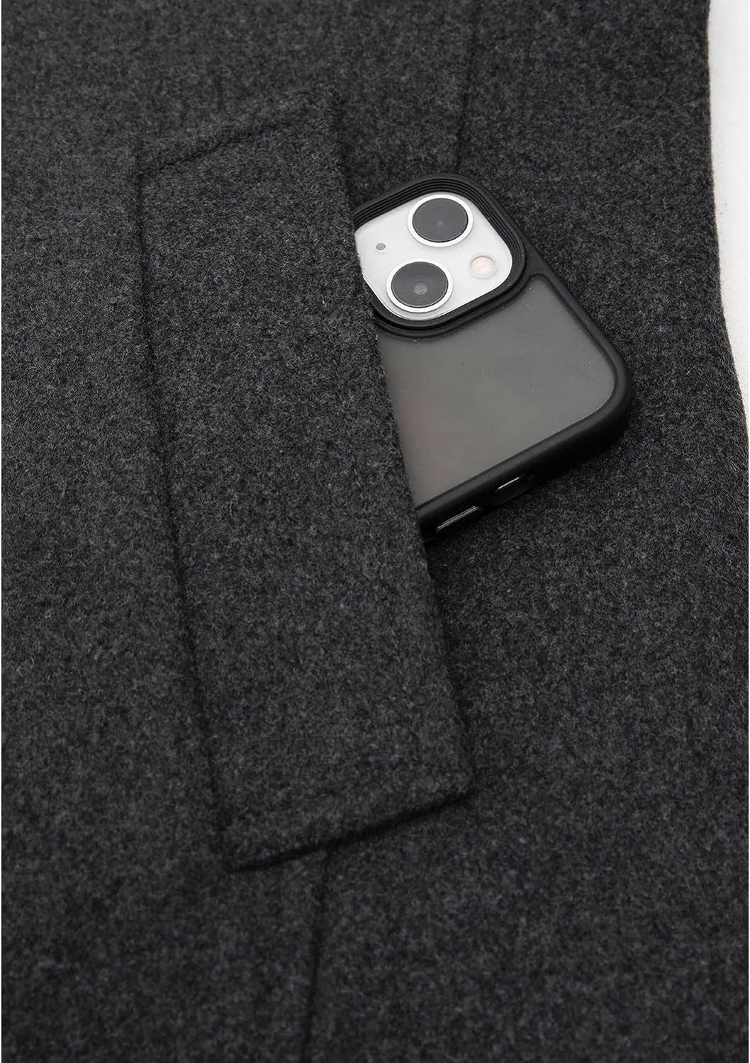 Grey Men'S Wool Blend Double Breasted Pea Coat