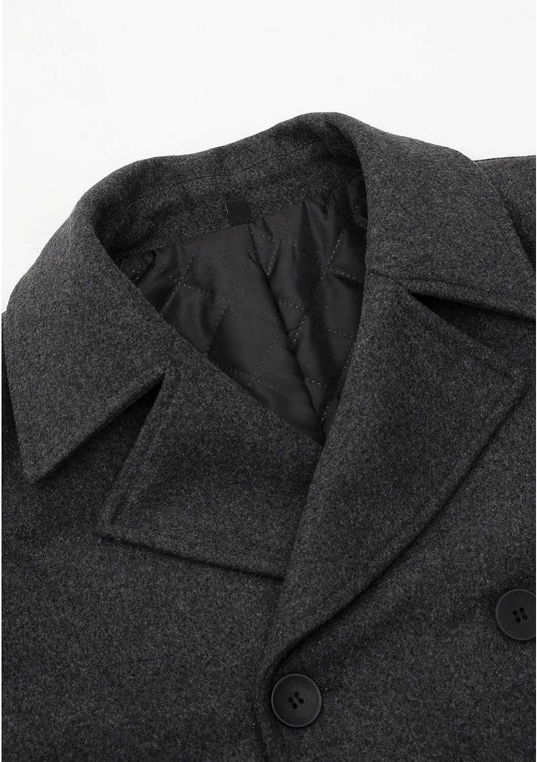 Grey Men'S Wool Blend Double Breasted Pea Coat