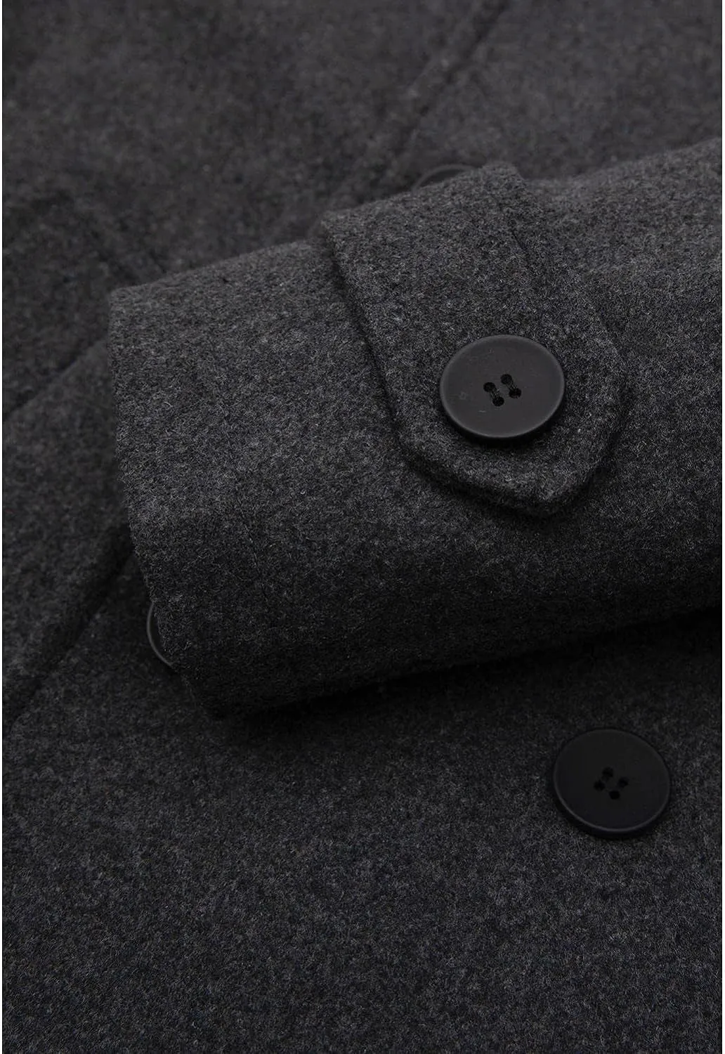 Grey Men'S Wool Blend Double Breasted Pea Coat