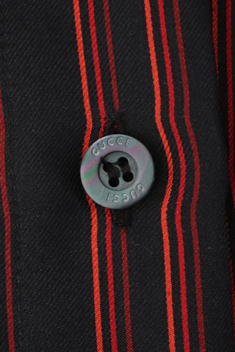 Gucci Silk Pinstriped Logo Shirt