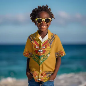Haiti Flag Kid Hawaiian Shirt Traditional Dashiki Yellow Color LT03