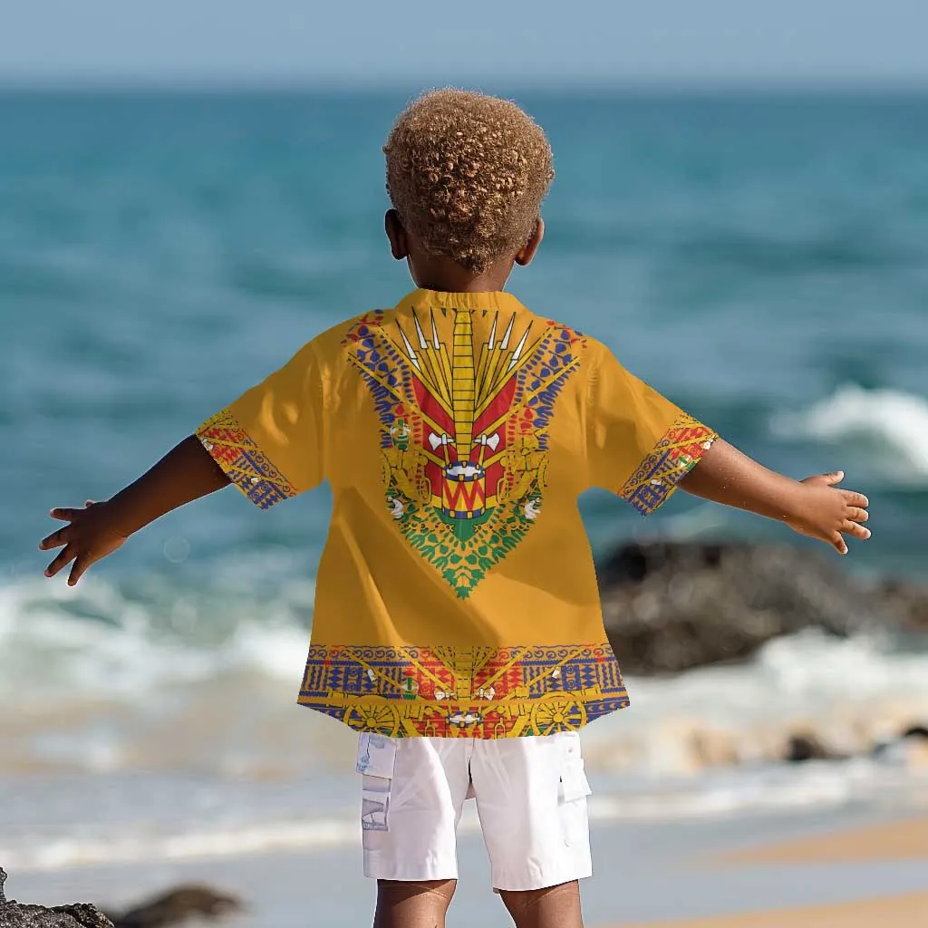Haiti Flag Kid Hawaiian Shirt Traditional Dashiki Yellow Color LT03