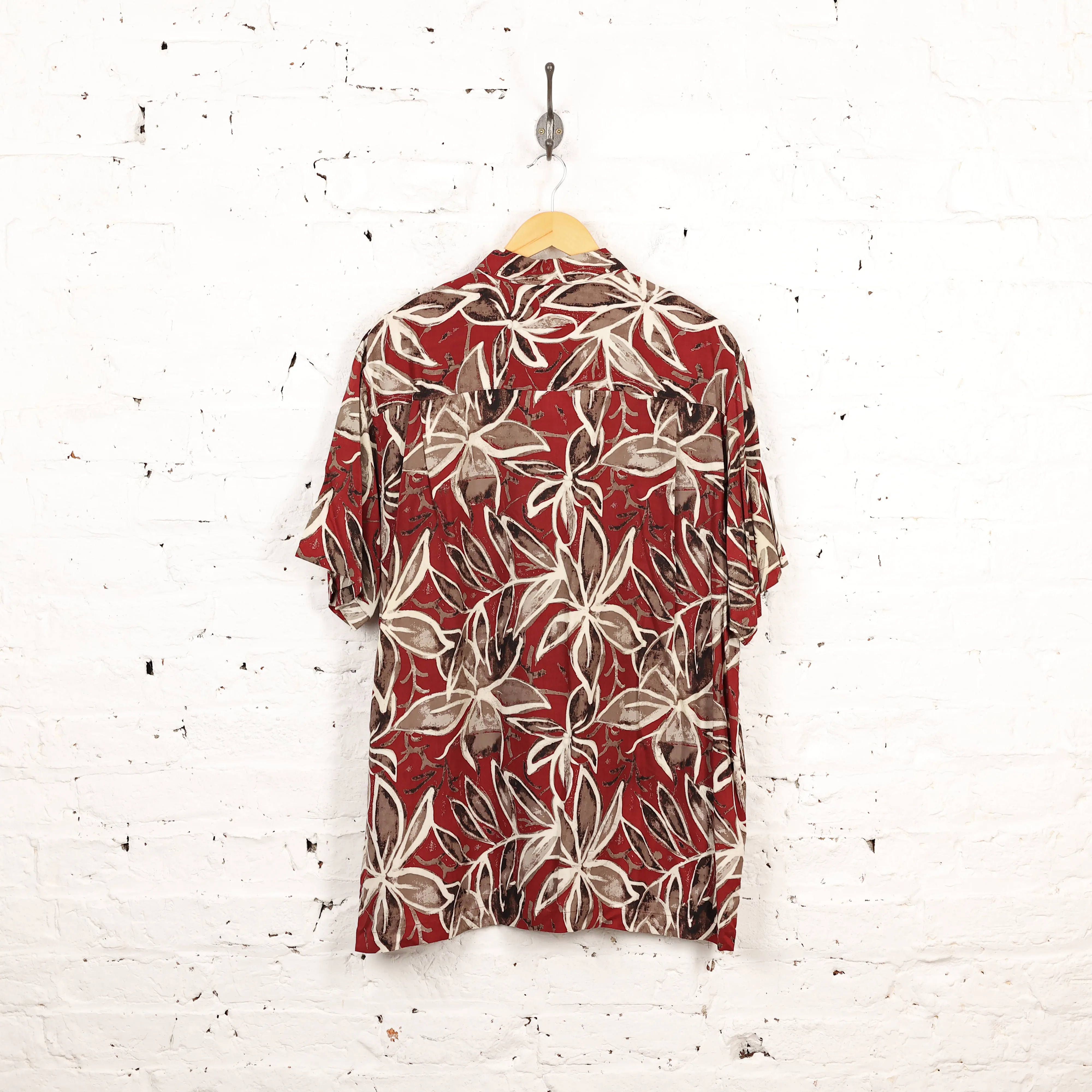 Hawaiian Leaves Print Shirt - Red - L