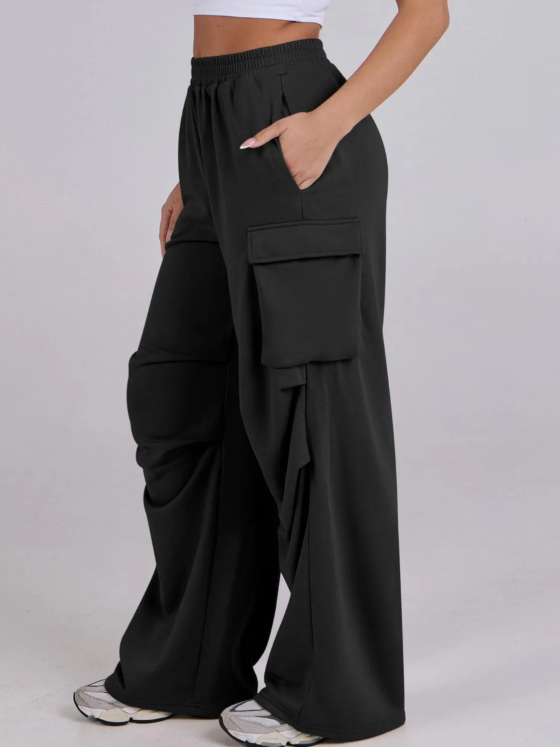Hazel Blues® |  Elastic Waist Wide Leg Pants with Pockets