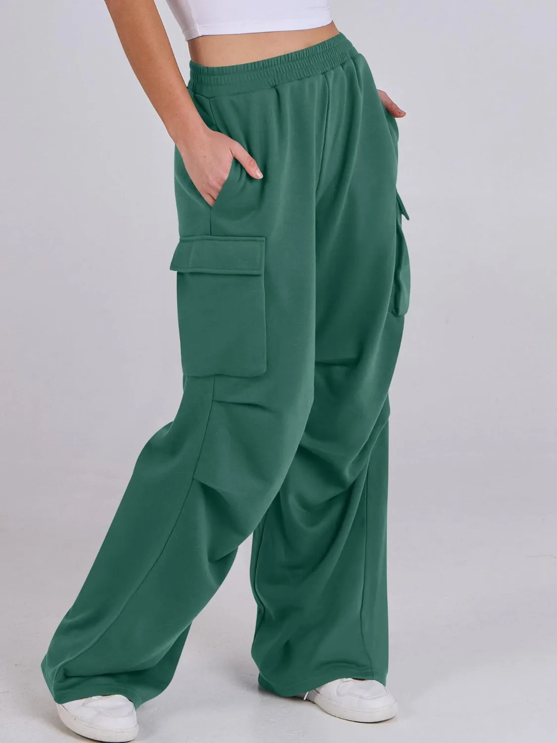 Hazel Blues® |  Elastic Waist Wide Leg Pants with Pockets