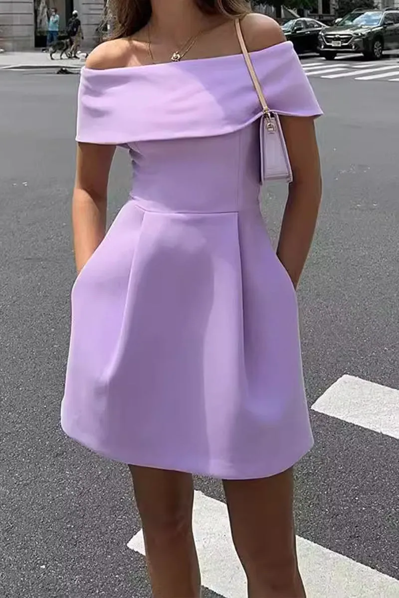 HBZ1289 Off-Shoulder A-Line Mini Dress
