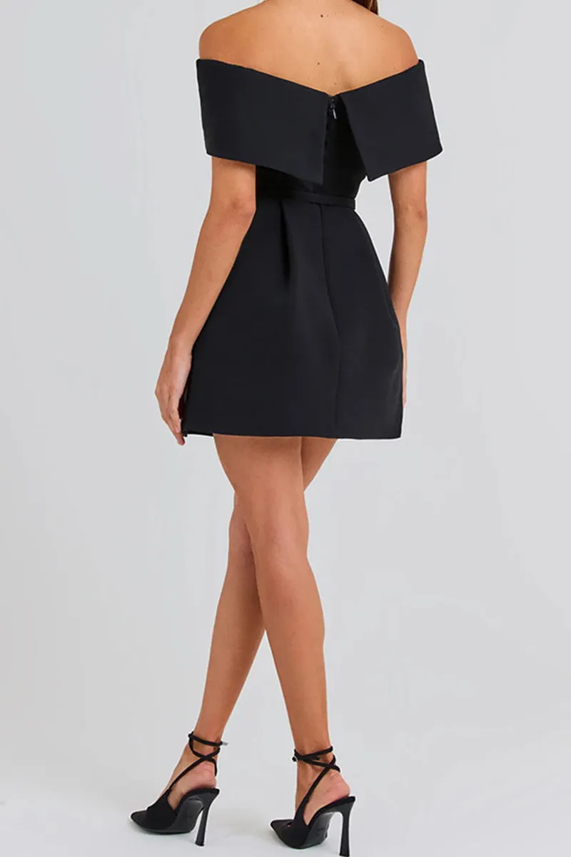 HBZ1289 Off-Shoulder A-Line Mini Dress
