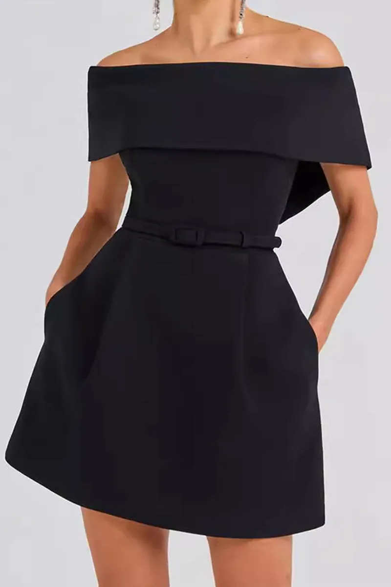 HBZ1289 Off-Shoulder A-Line Mini Dress