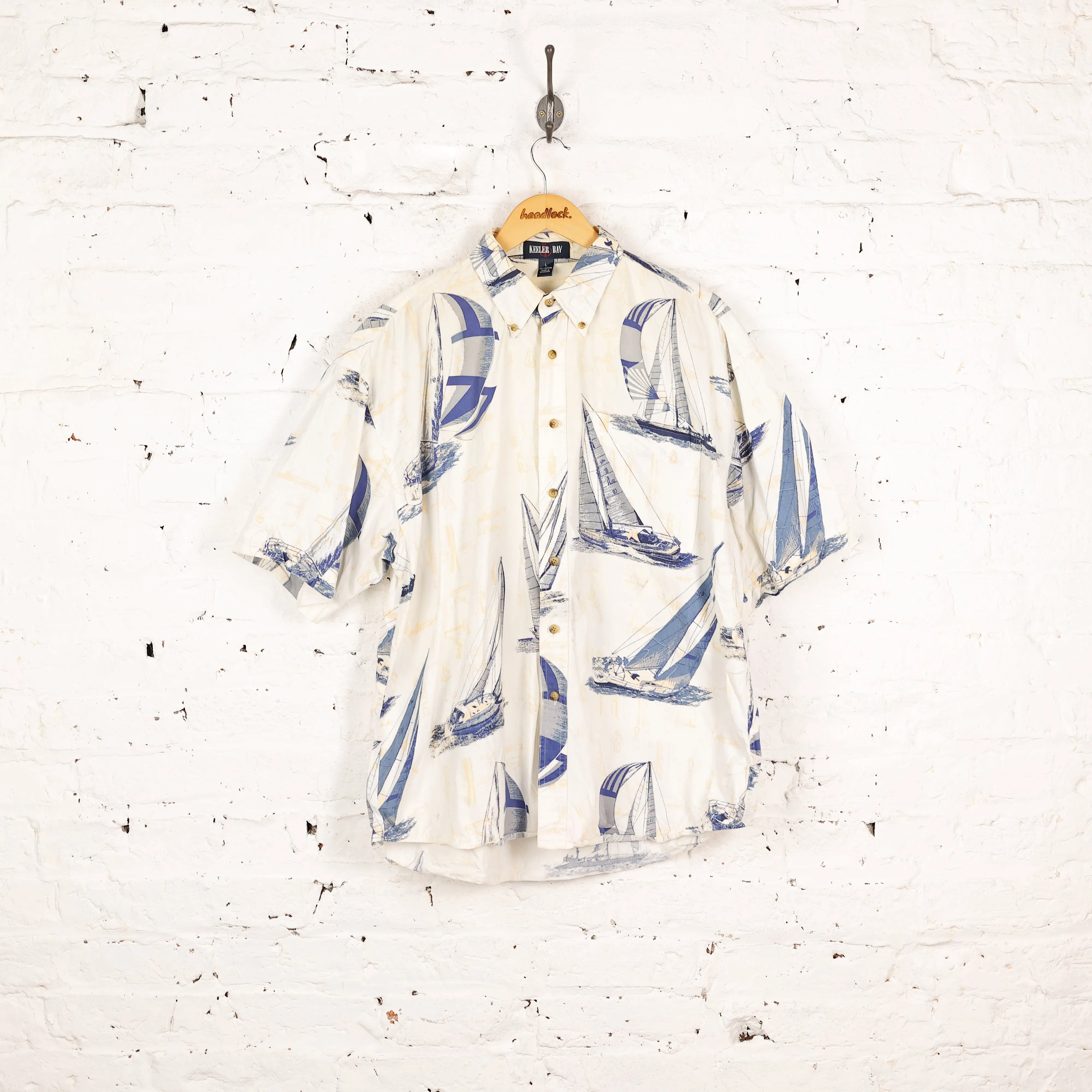Headlock 90's Boat Pattern Print Shirt - White - L