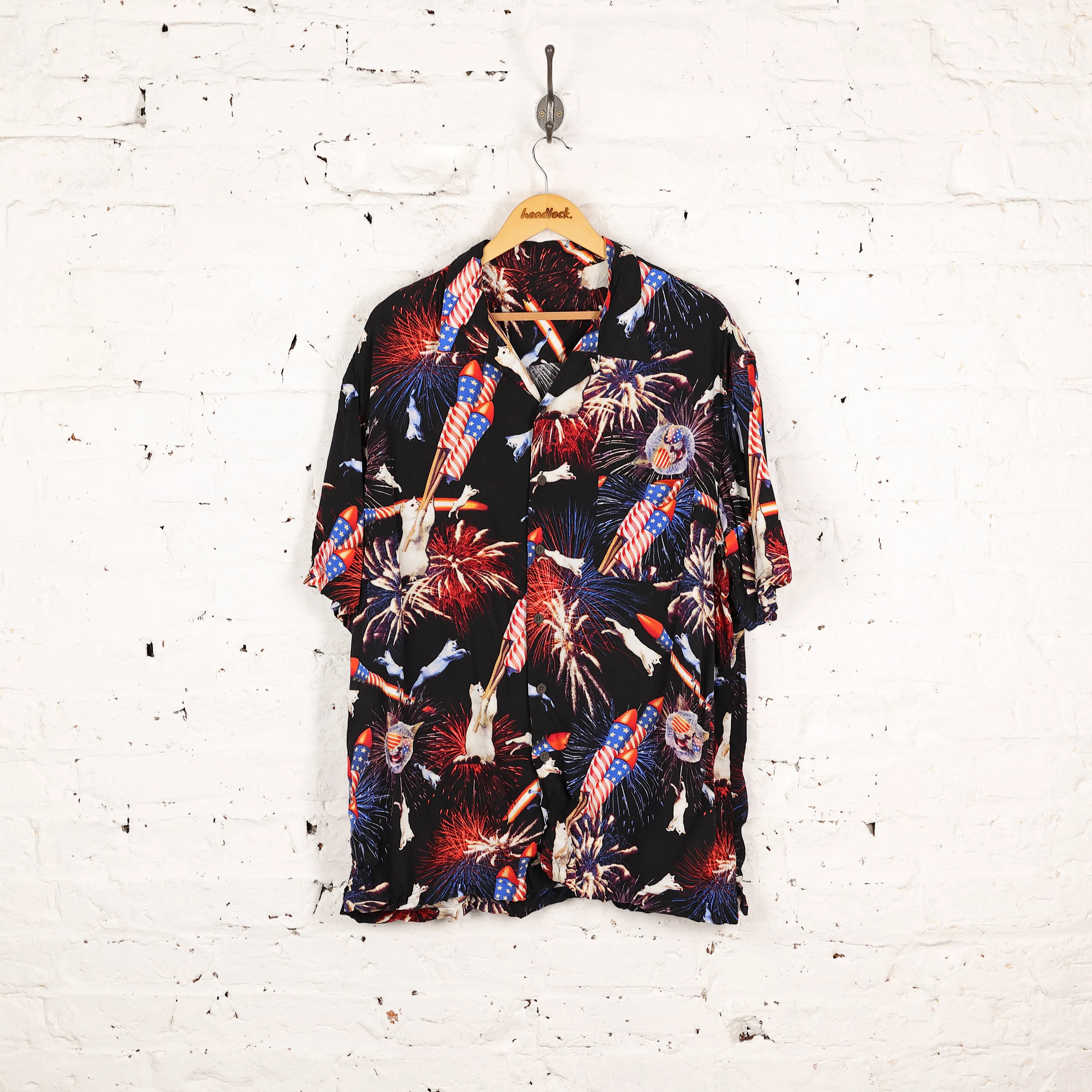 Headlock 90's Pattern Print Shirt - Black - XL