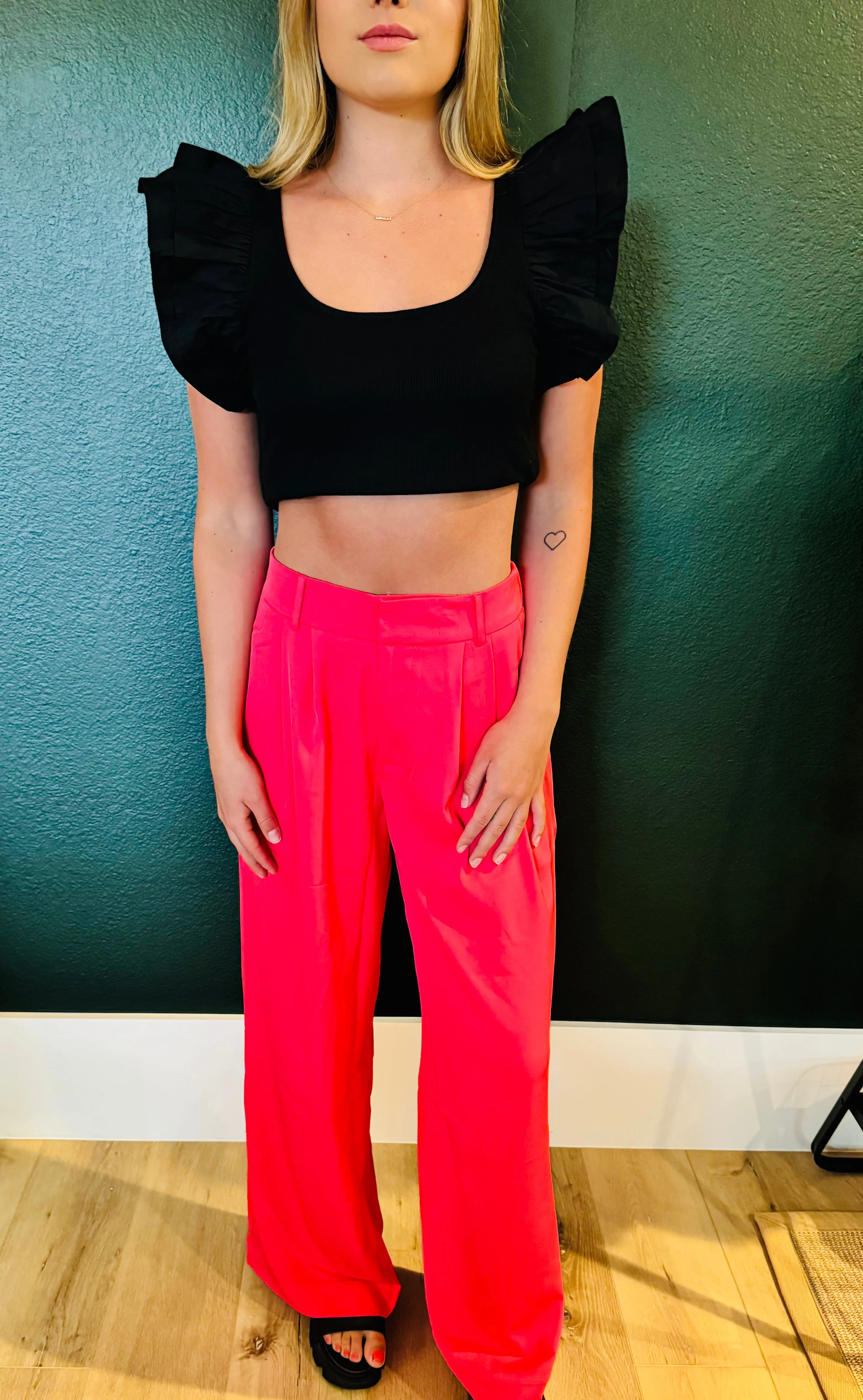 High Waist Pleated Wide Leg Pants