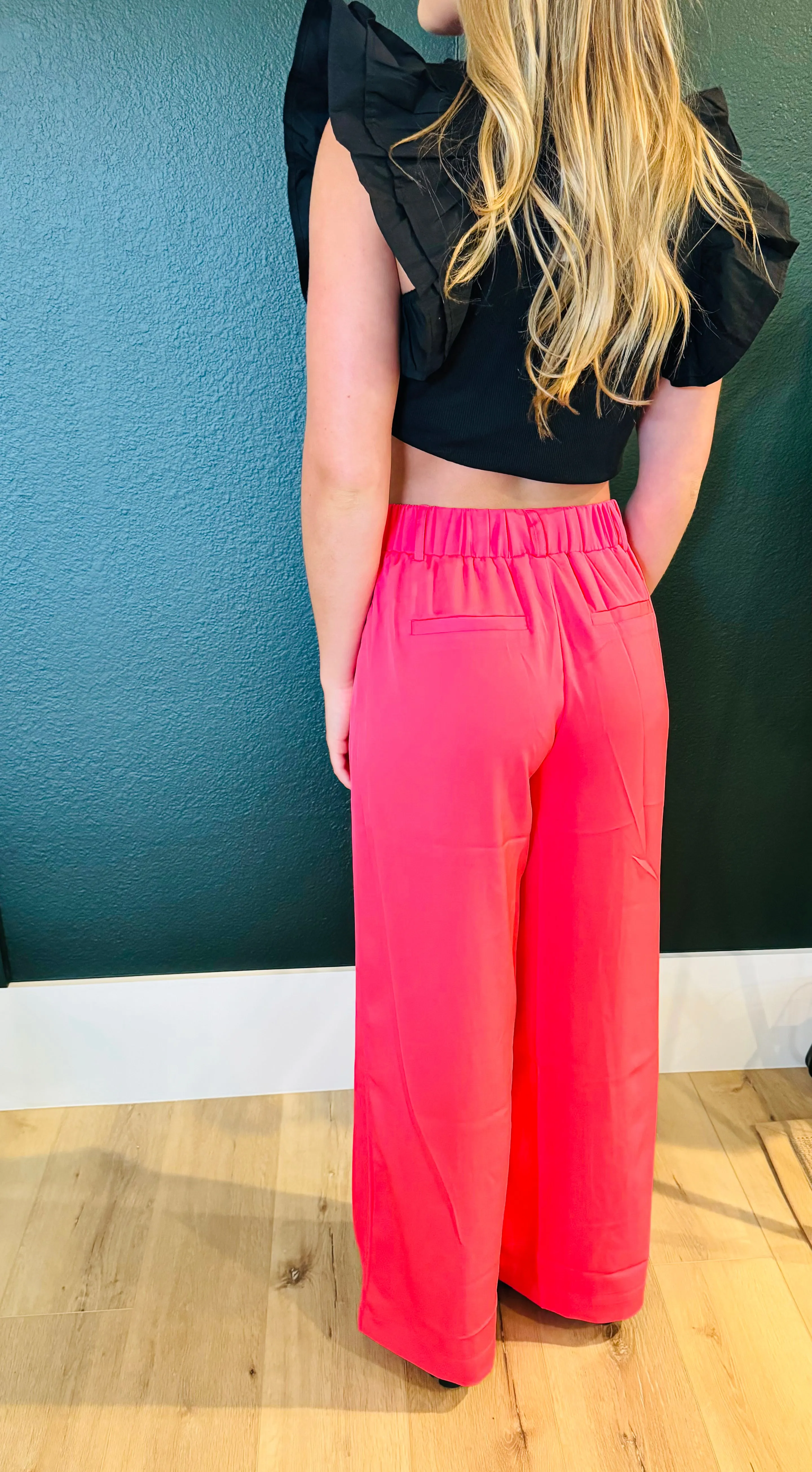 High Waist Pleated Wide Leg Pants