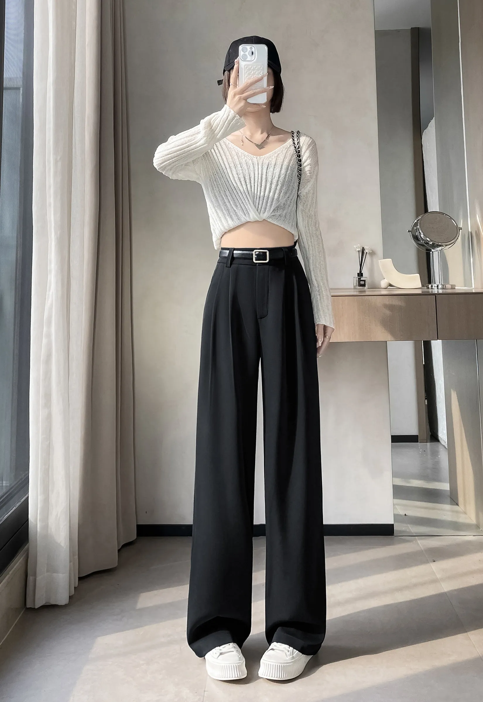 High-Waisted Breathable Pleated Pants for Effortless Style