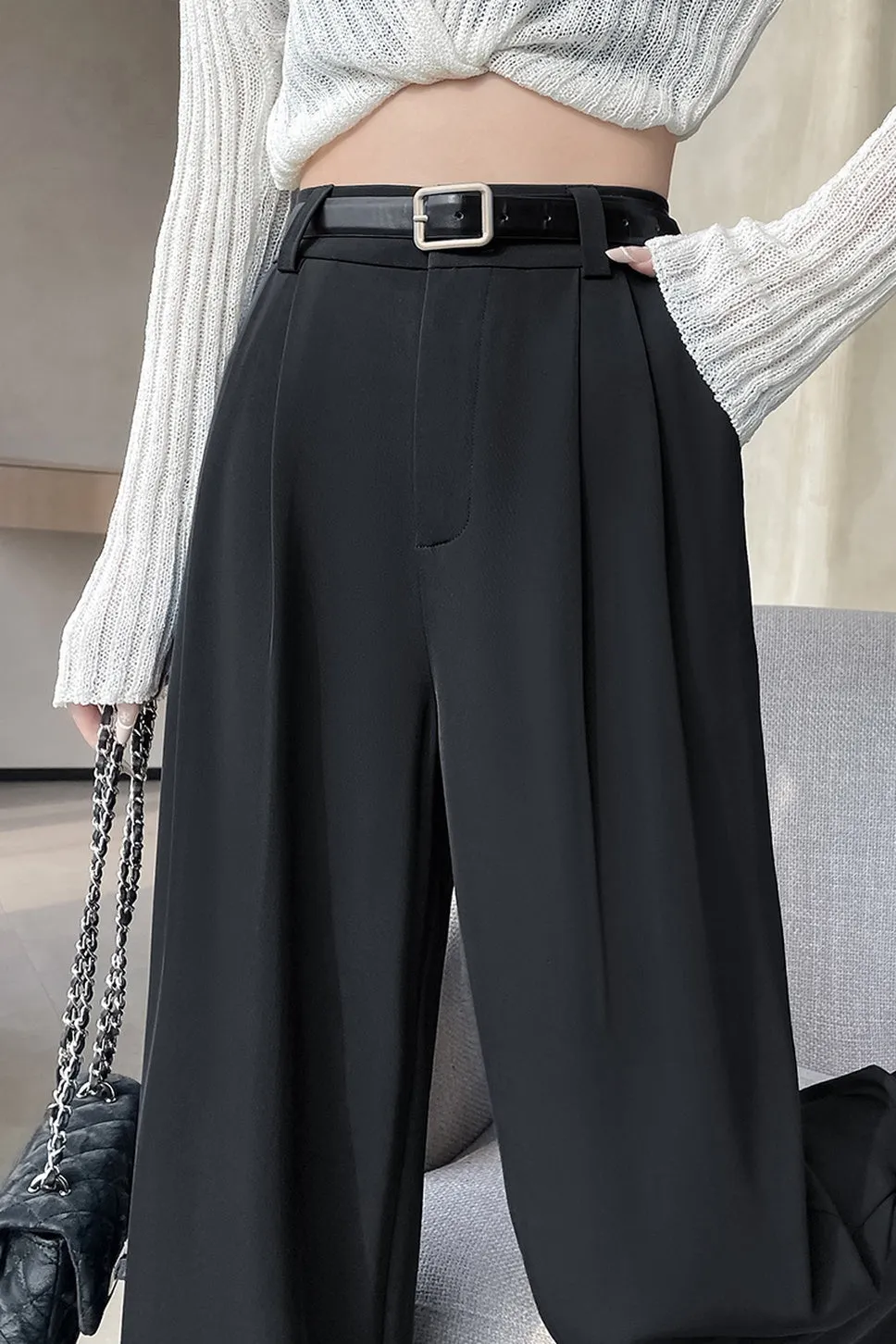 High-Waisted Breathable Pleated Pants for Effortless Style