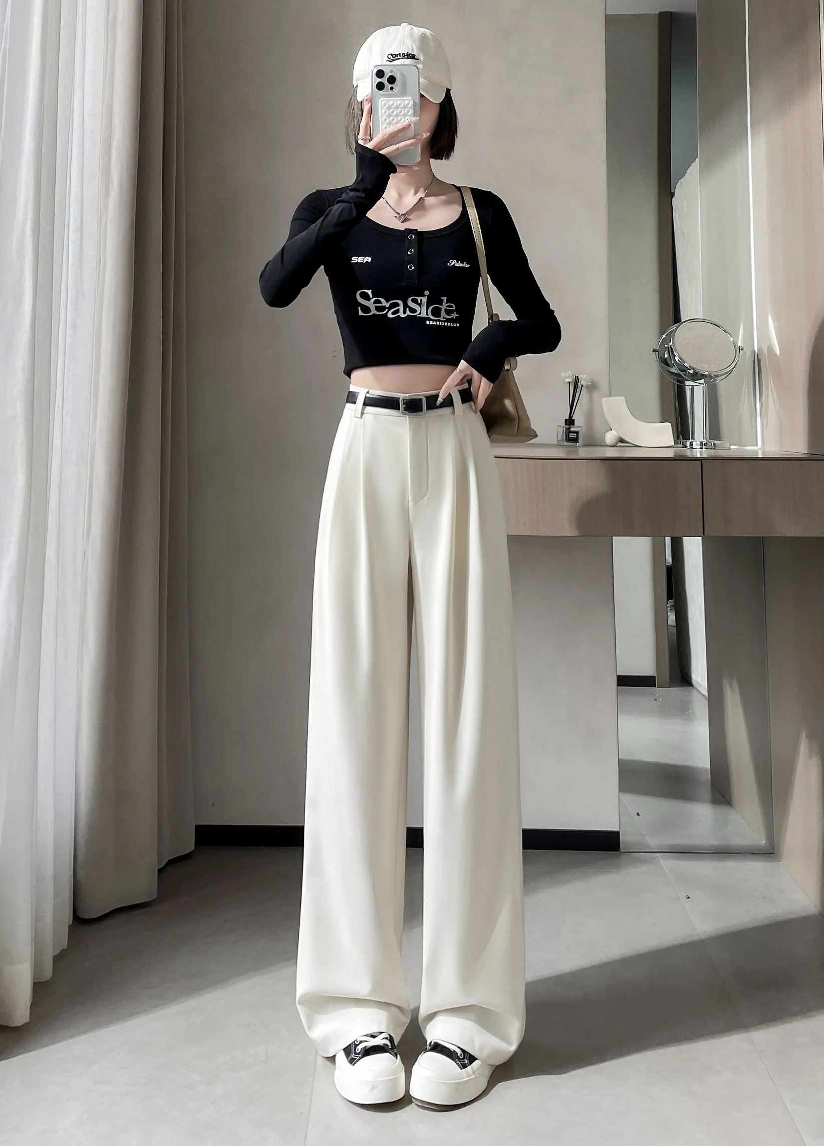 High-Waisted Breathable Pleated Pants for Effortless Style