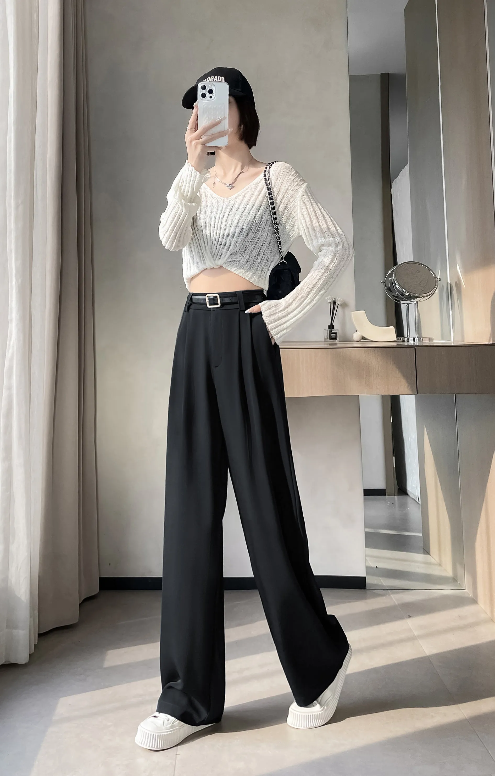 High-Waisted Breathable Pleated Pants for Effortless Style