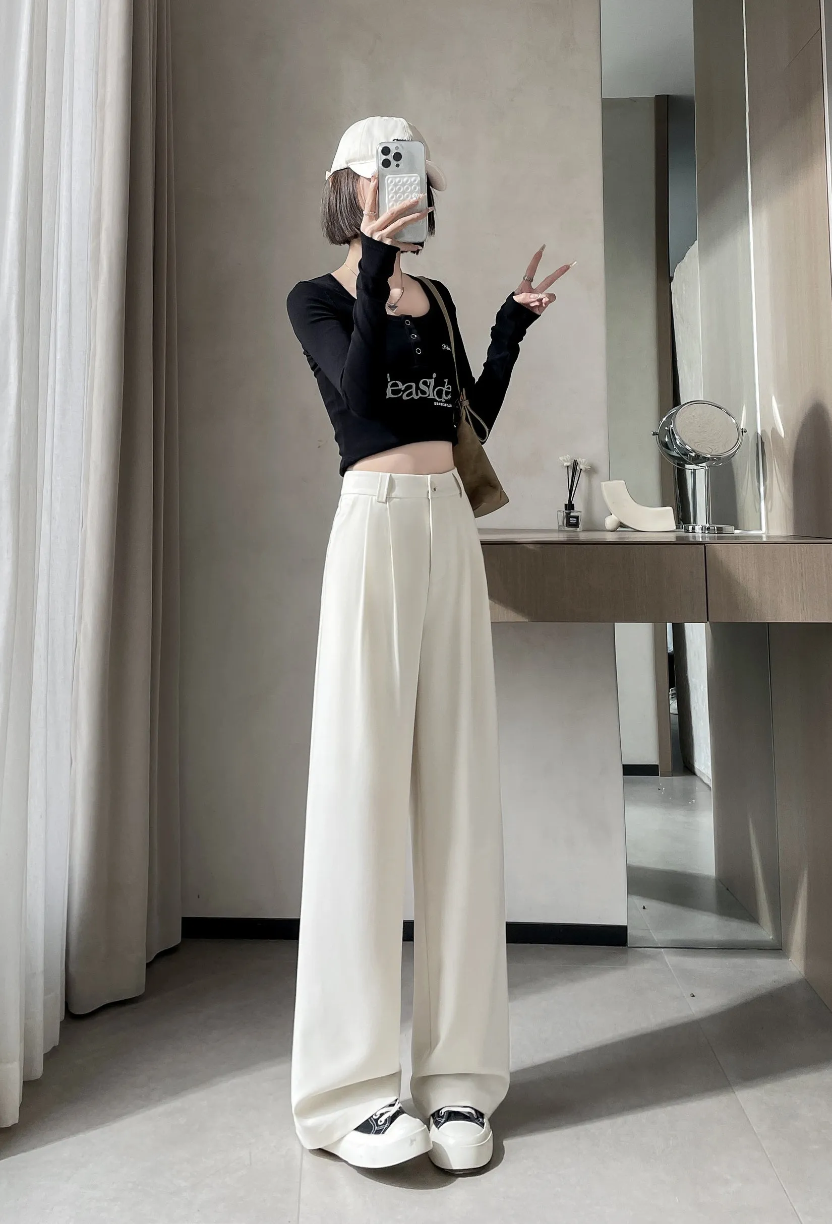 High-Waisted Breathable Pleated Pants for Effortless Style