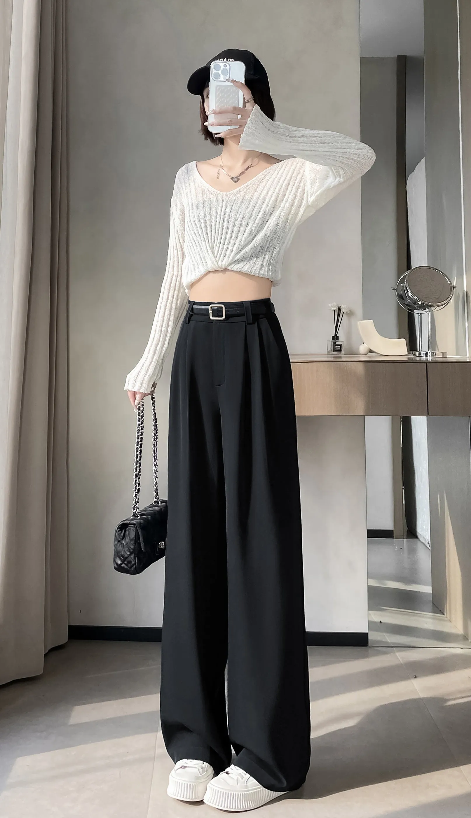 High-Waisted Breathable Pleated Pants for Effortless Style