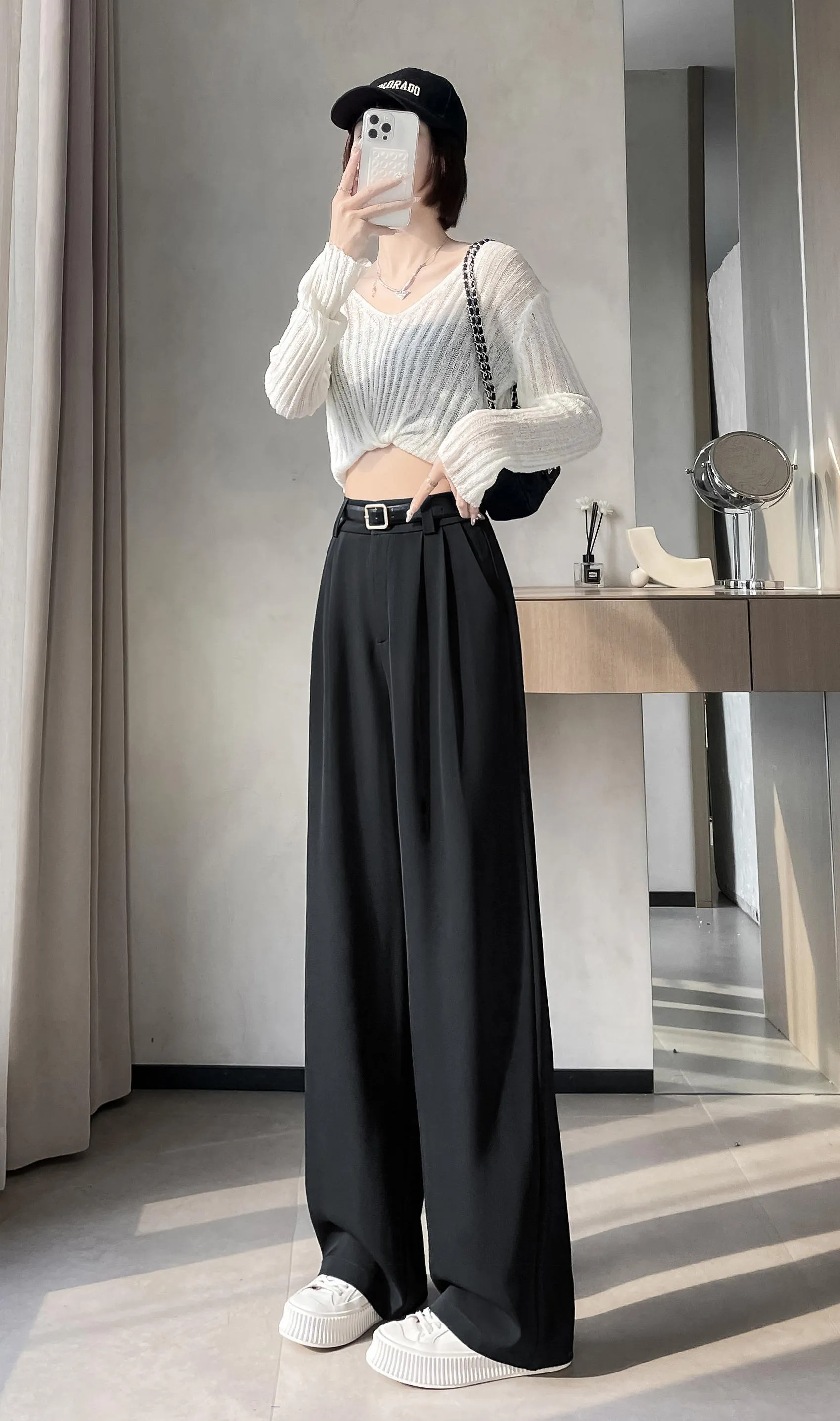 High-Waisted Breathable Pleated Pants for Effortless Style