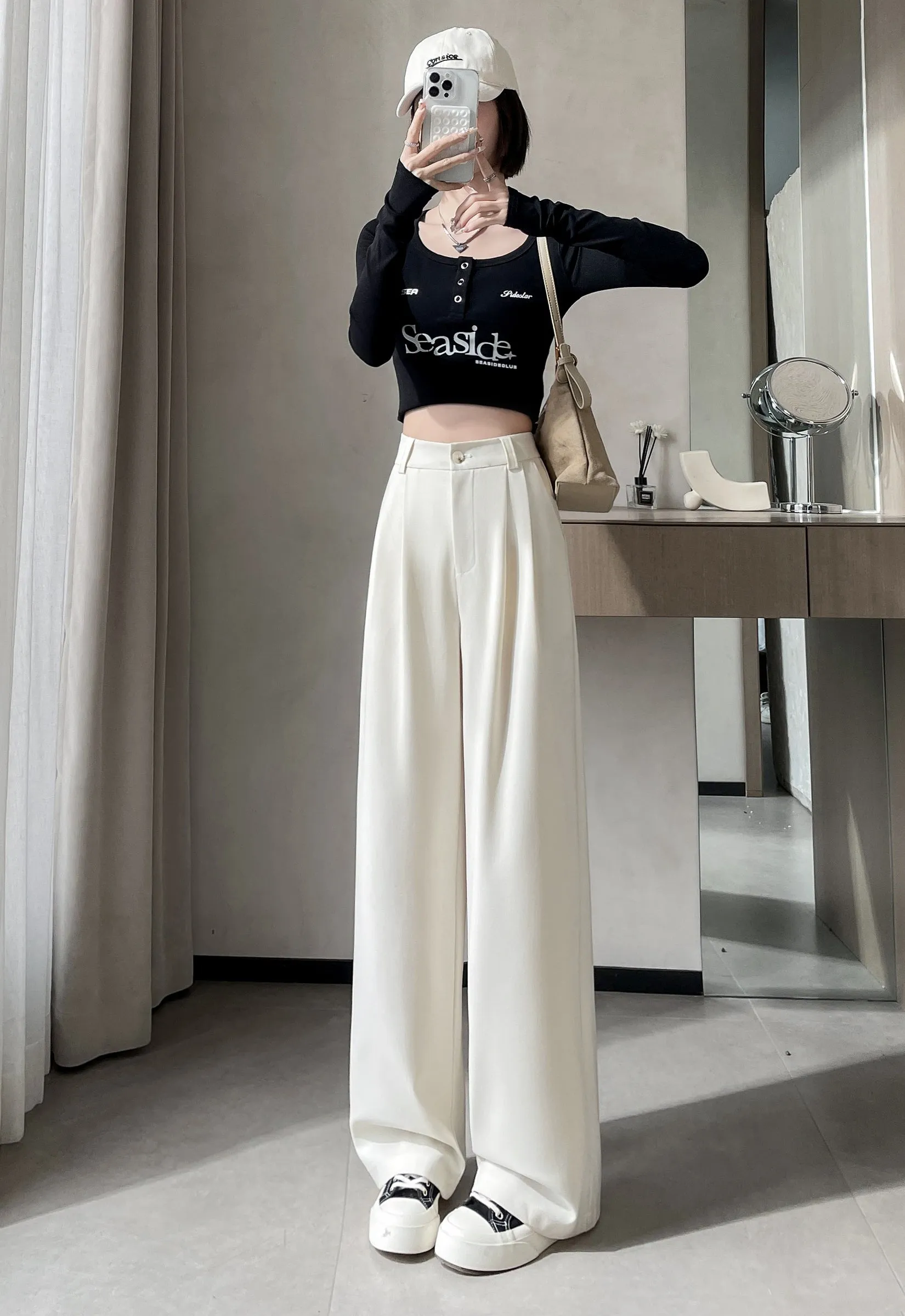 High-Waisted Breathable Pleated Pants for Effortless Style