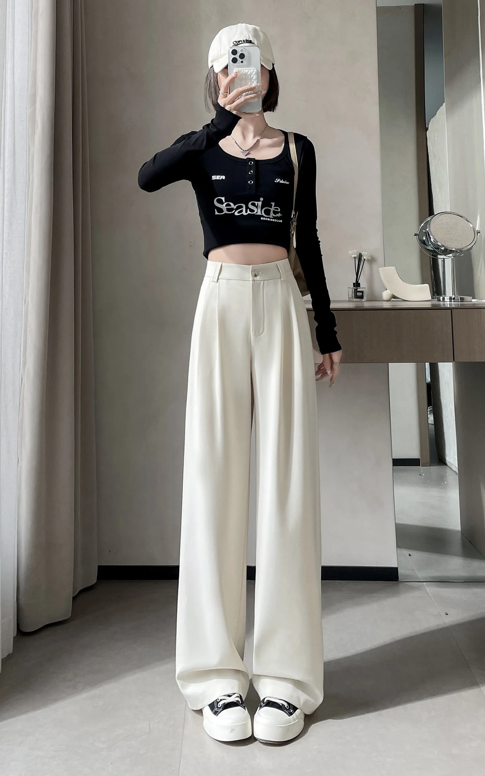 High-Waisted Breathable Pleated Pants for Effortless Style