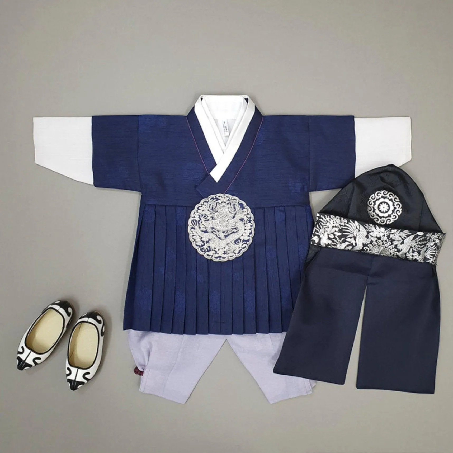 Hyungoon Pleated Navy Boy Hanbok (100D-8YR)