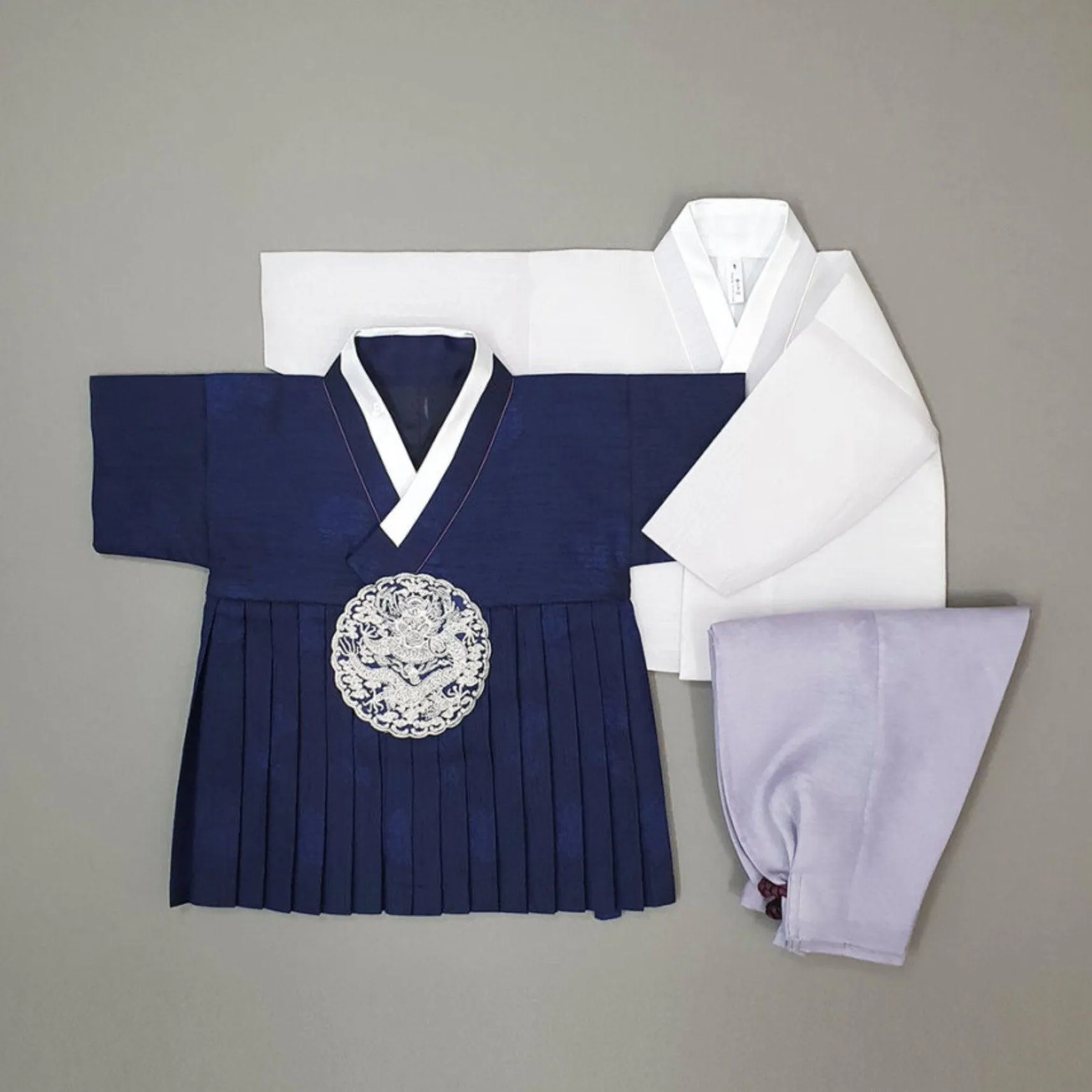 Hyungoon Pleated Navy Boy Hanbok (100D-8YR)