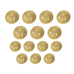 Imperial Gold Crest Metal Button (7 Big   7 Small)