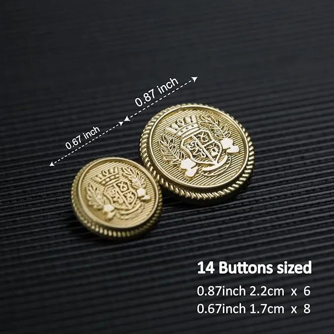 Imperial Gold Crest Metal Button (7 Big   7 Small)