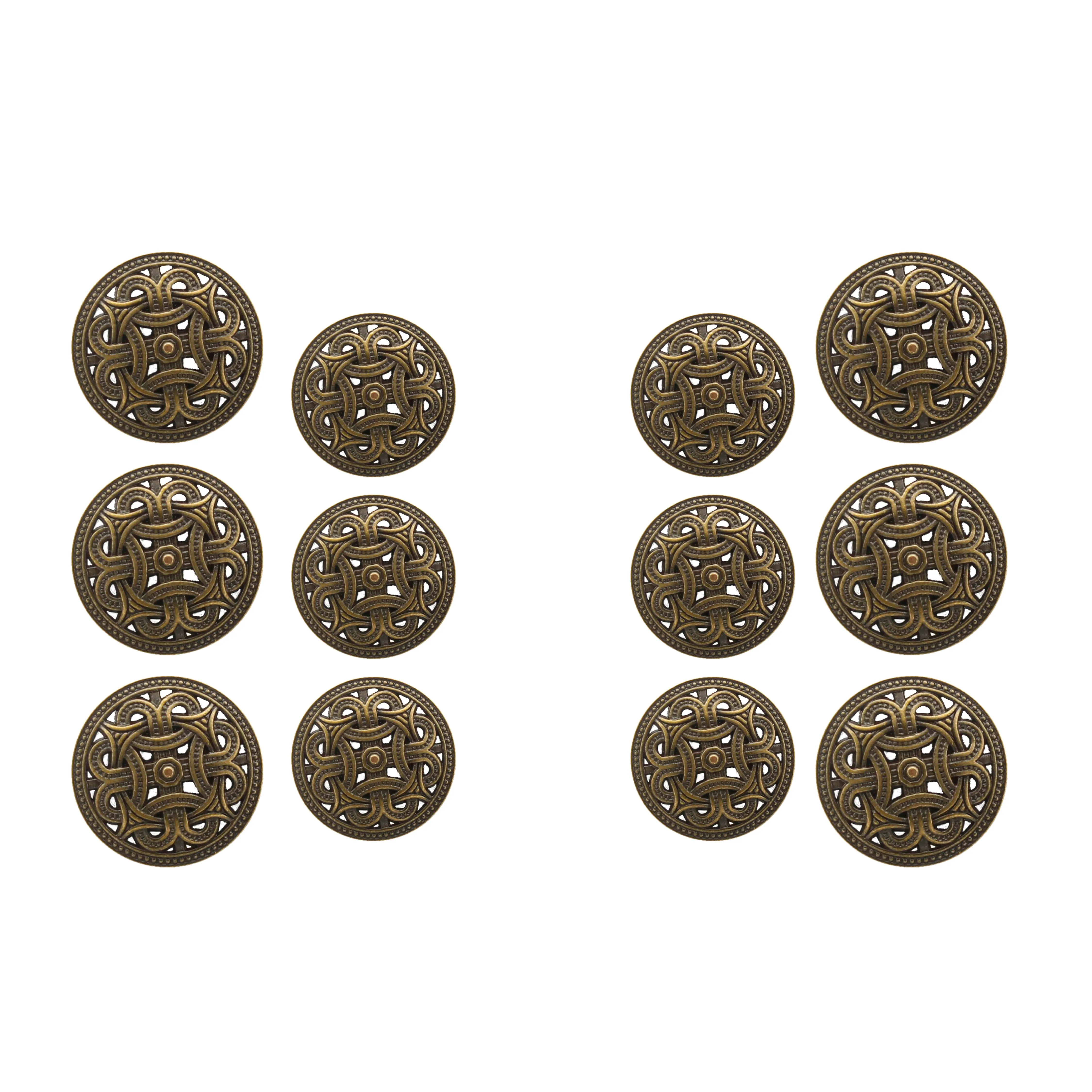 Intricate Viking Shield Design Metal Button Pack of (6 Big   6 Small)