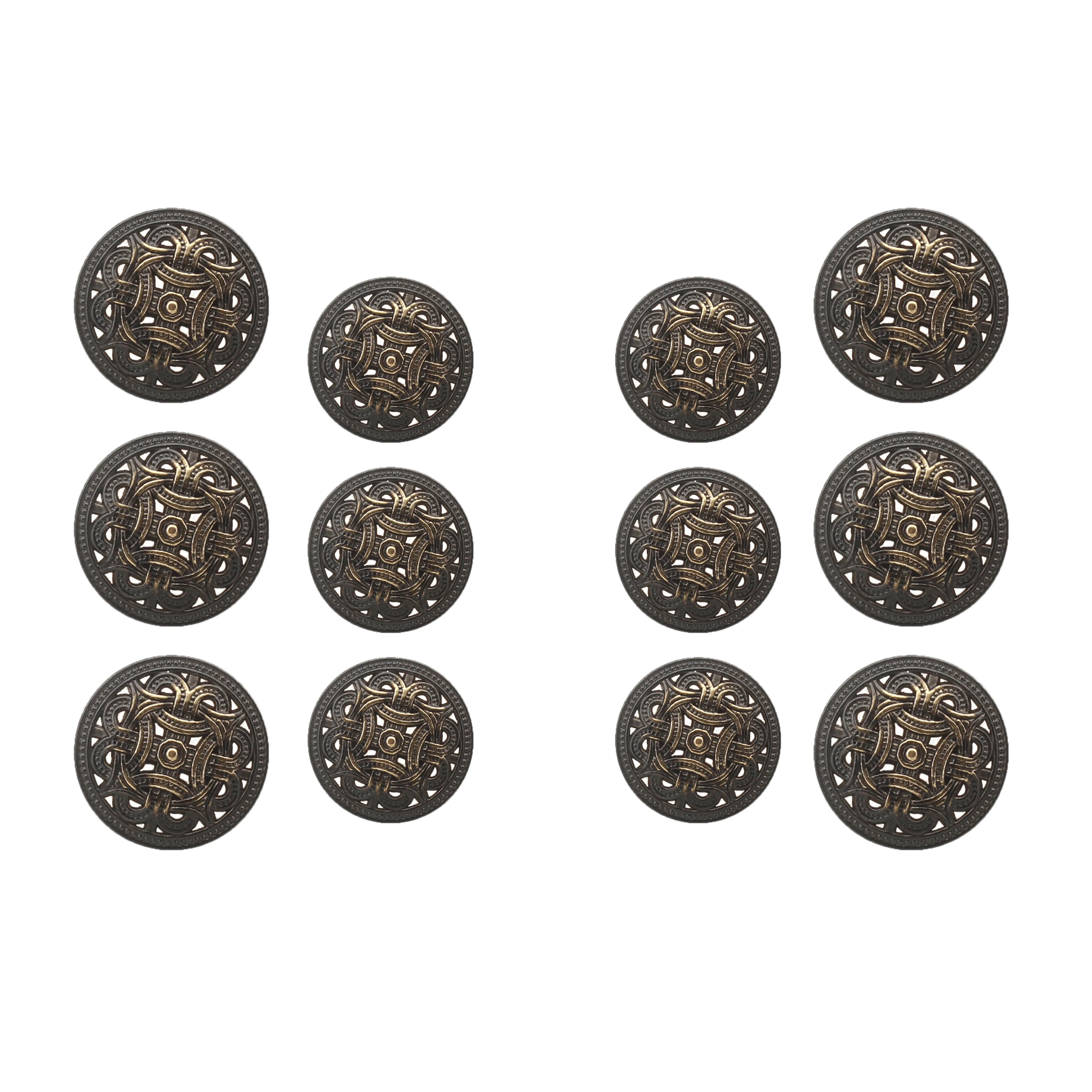 Intricate Viking Shield Design Metal Button Pack of (6 Big   6 Small)