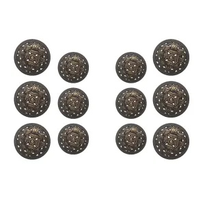 Intricate Viking Shield Design Metal Button Pack of (6 Big   6 Small)
