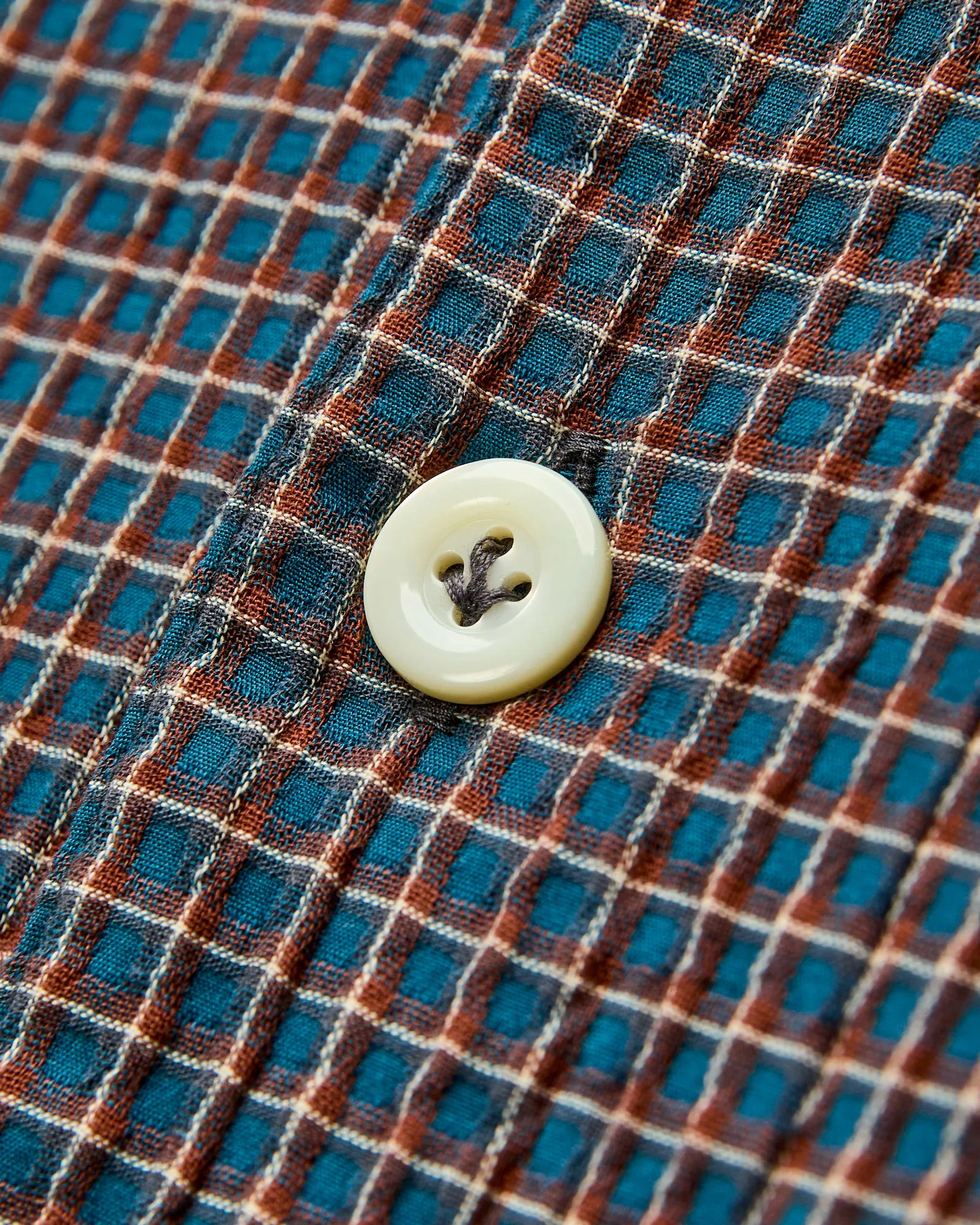 Italian Collar Shirt in Blue Check
