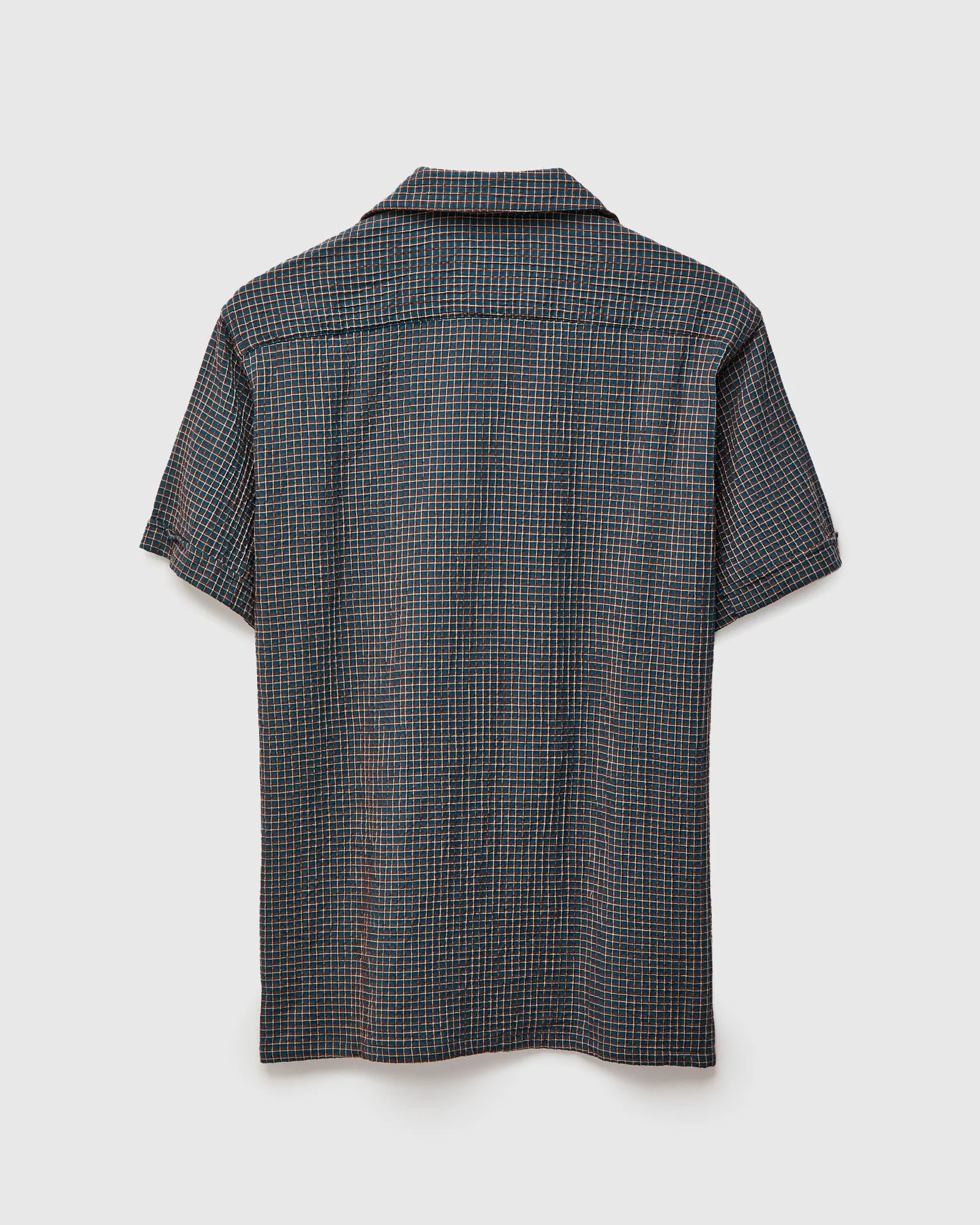 Italian Collar Shirt in Blue Check