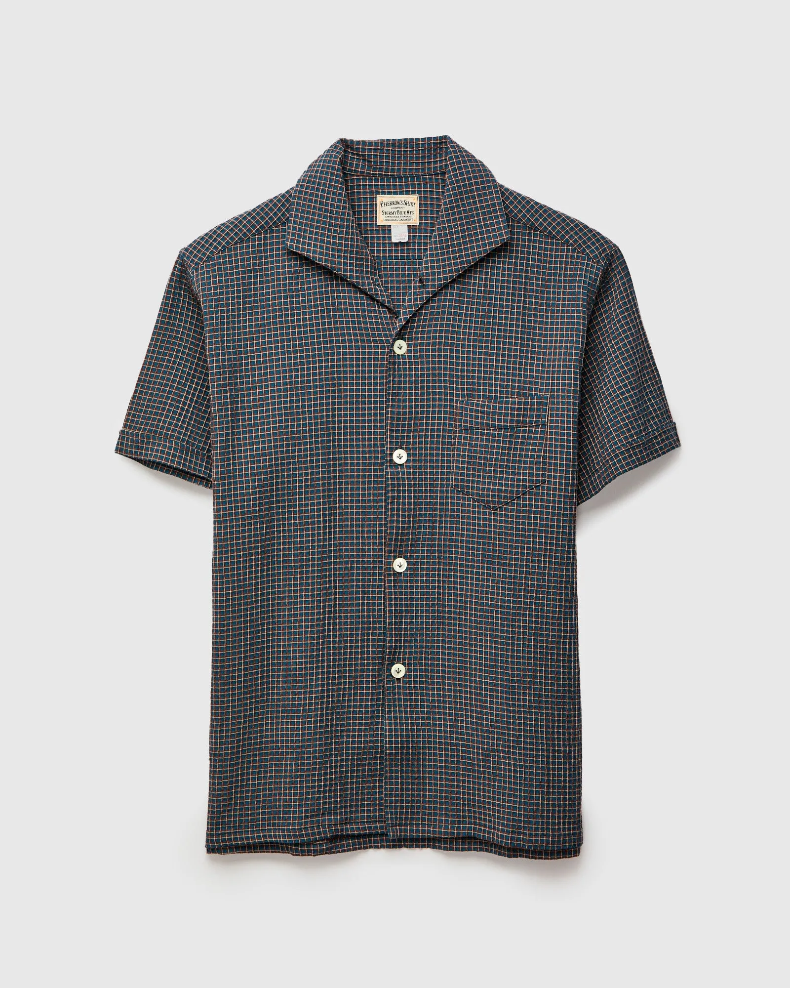 Italian Collar Shirt in Blue Check