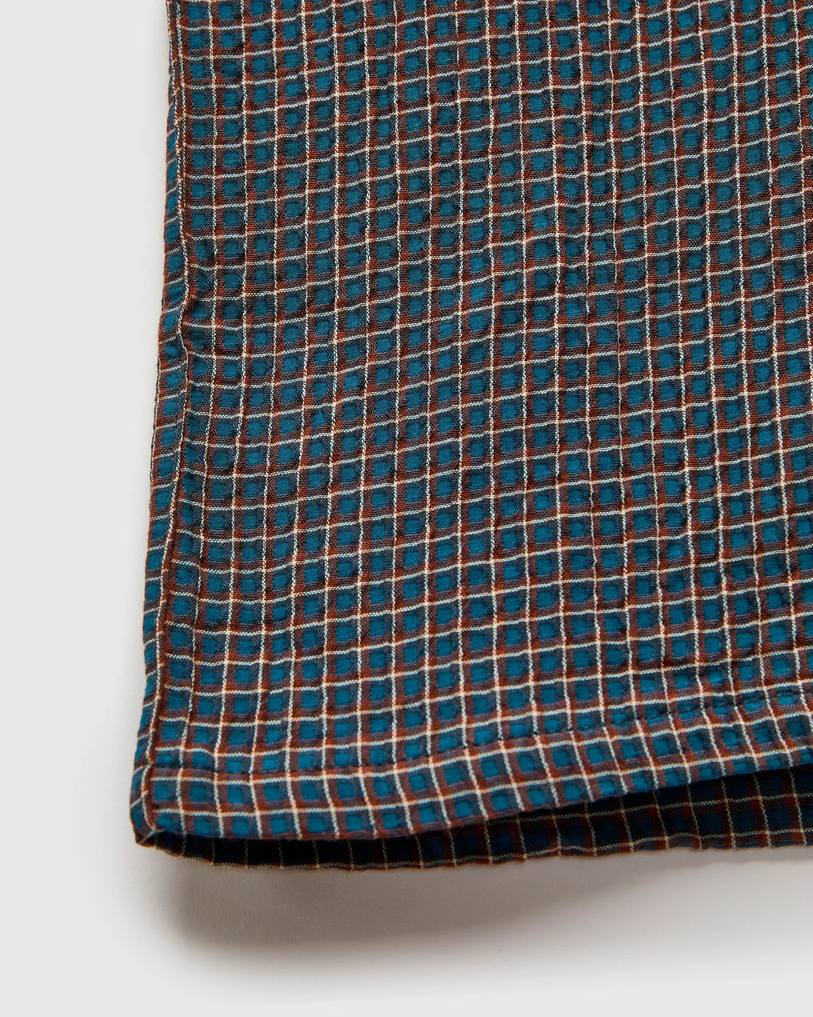 Italian Collar Shirt in Blue Check