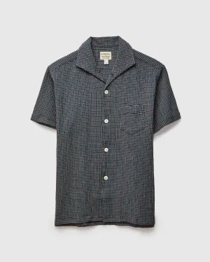 Italian Collar Shirt in Blue Check
