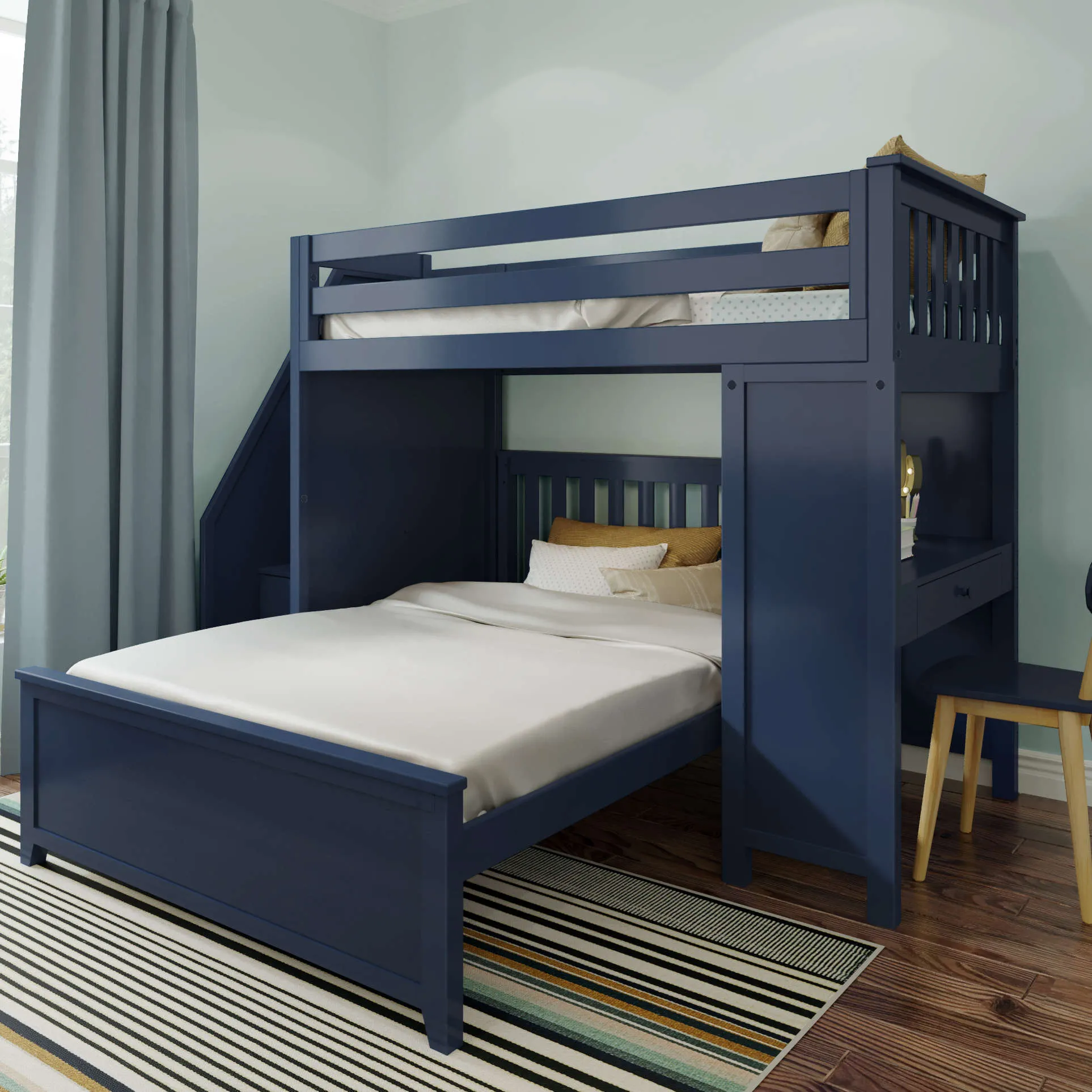 Jackpot Deluxe Brighton Staircase Loft Bed Desk   Full Bed