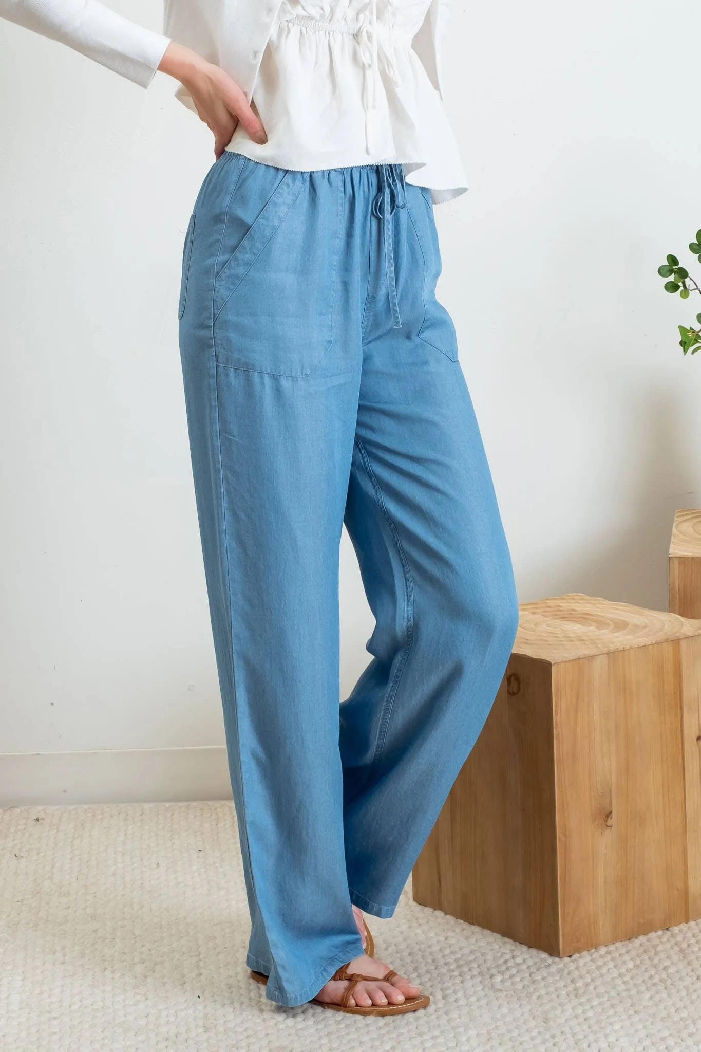 Jamie Drawstring Chambray Pants