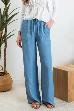 Jamie Drawstring Chambray Pants