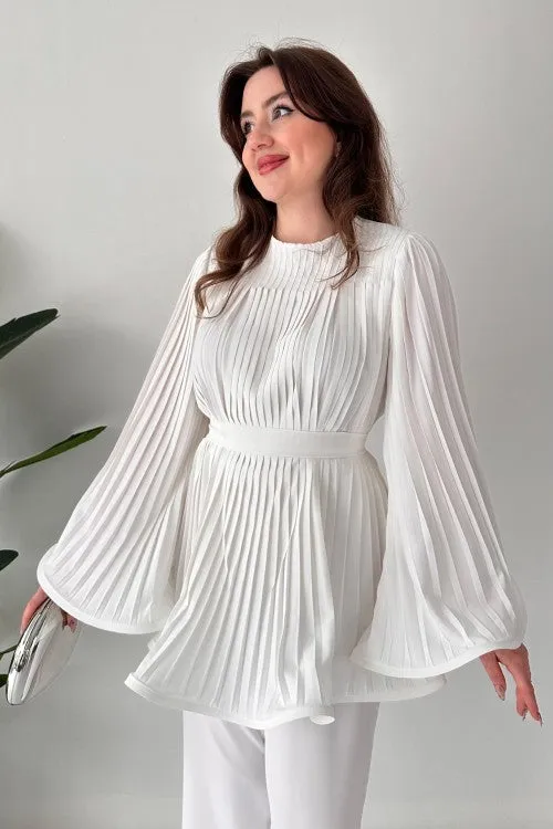 Jenna - Pleated Flared Top and Pants Set