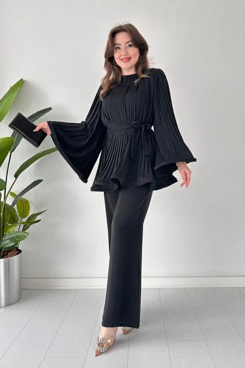 Jenna - Pleated Flared Top and Pants Set