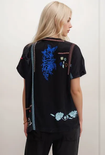 Johnny Was Biya Nahmad Embroidered Silk Blouse B12223-E *