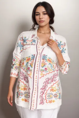 Johnny Was Biya Toyah Button-Down Blouse B13124 Plus Size