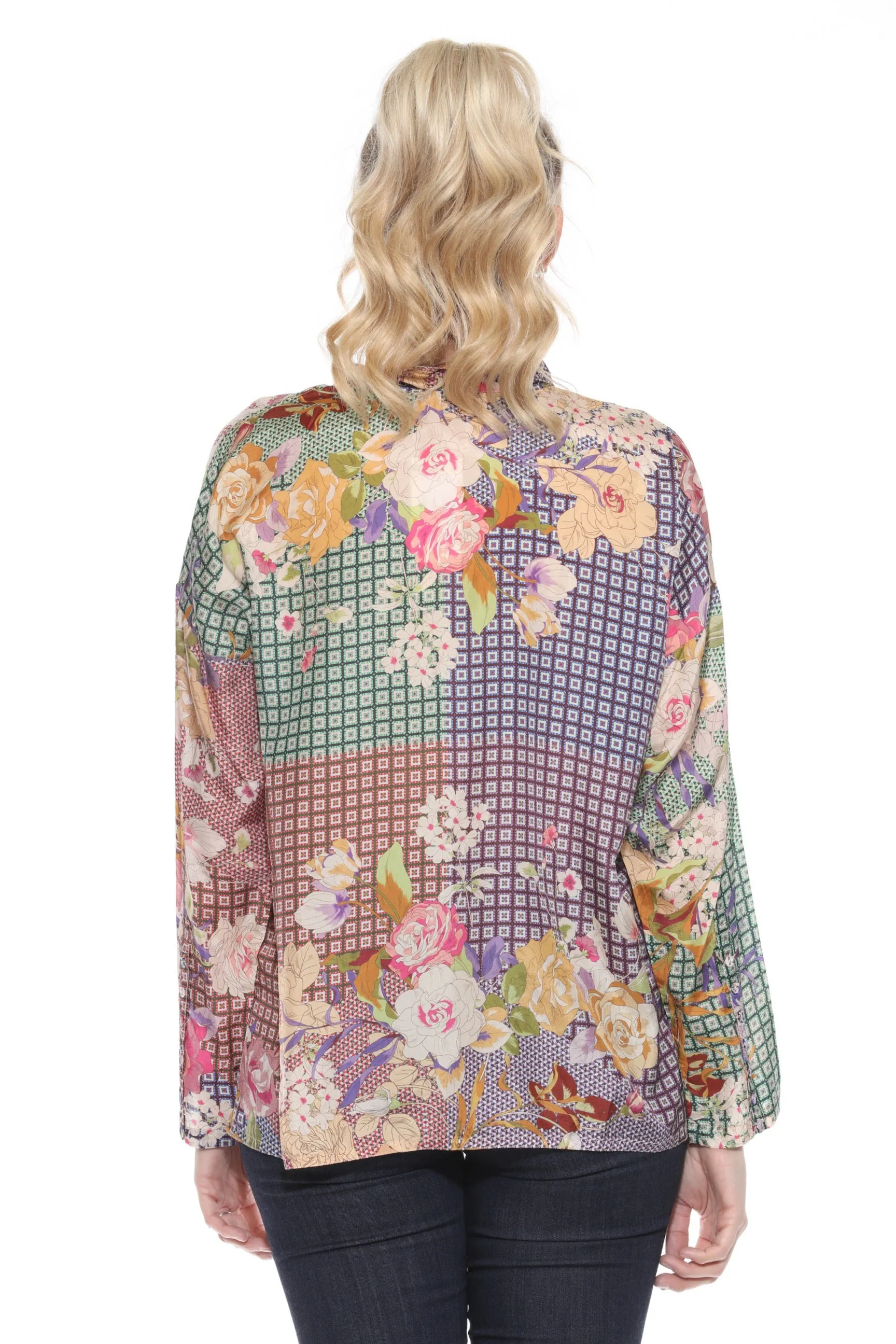 Johnny Was Cathron Mingle Floral Silk Blouse C15823