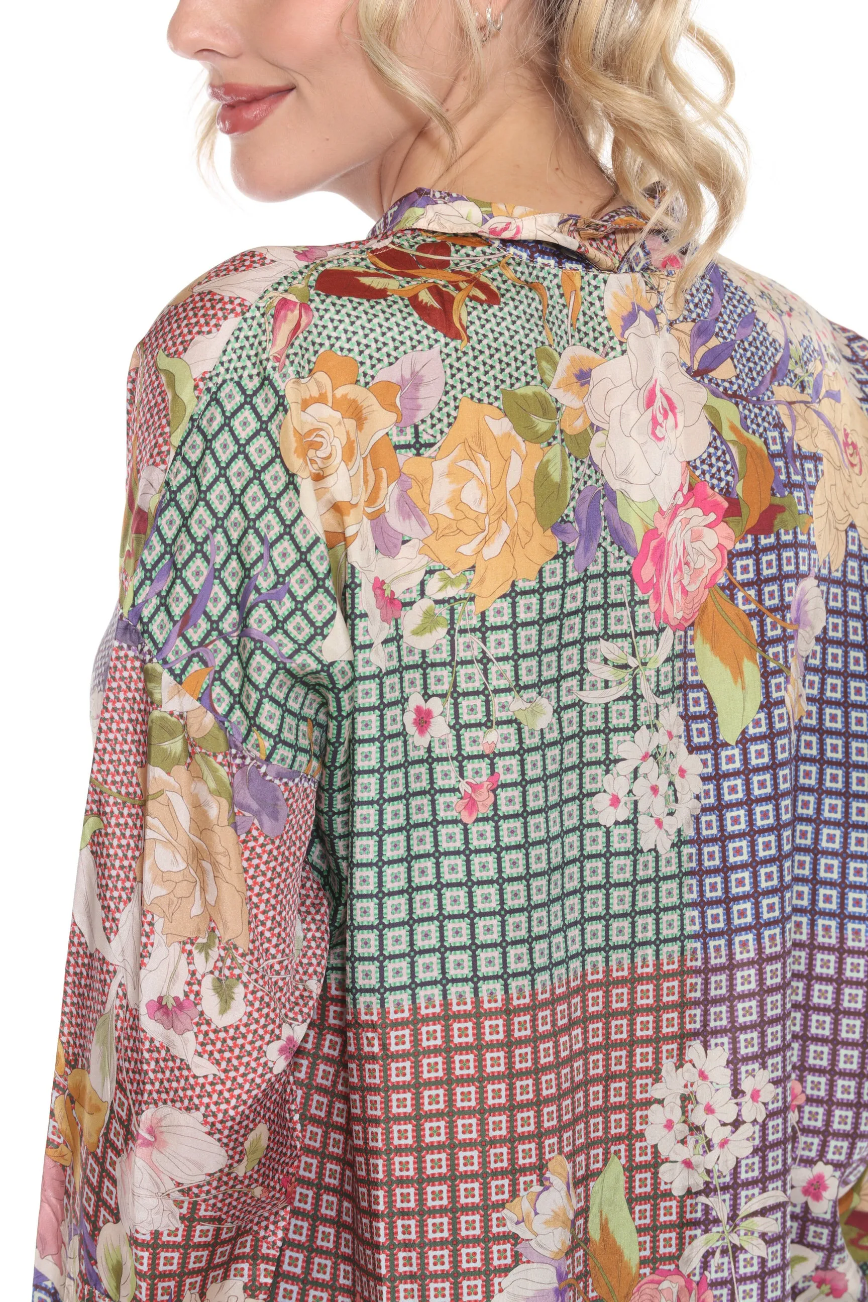 Johnny Was Cathron Mingle Floral Silk Blouse C15823