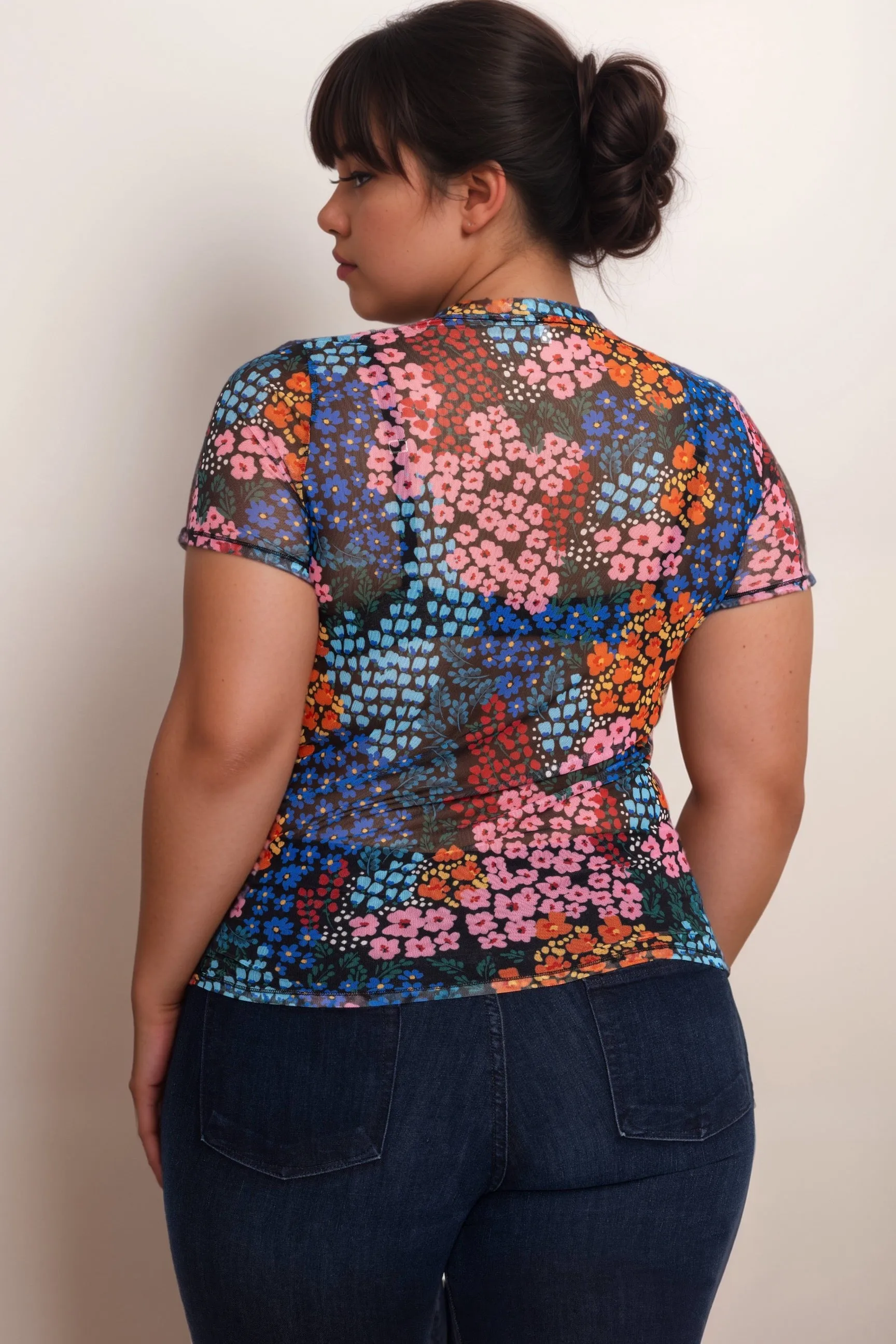 Johnny Was Jade Eleanor Mesh Short Sleeve Tee L14124 Plus Size
