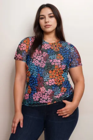 Johnny Was Jade Eleanor Mesh Short Sleeve Tee L14124 Plus Size