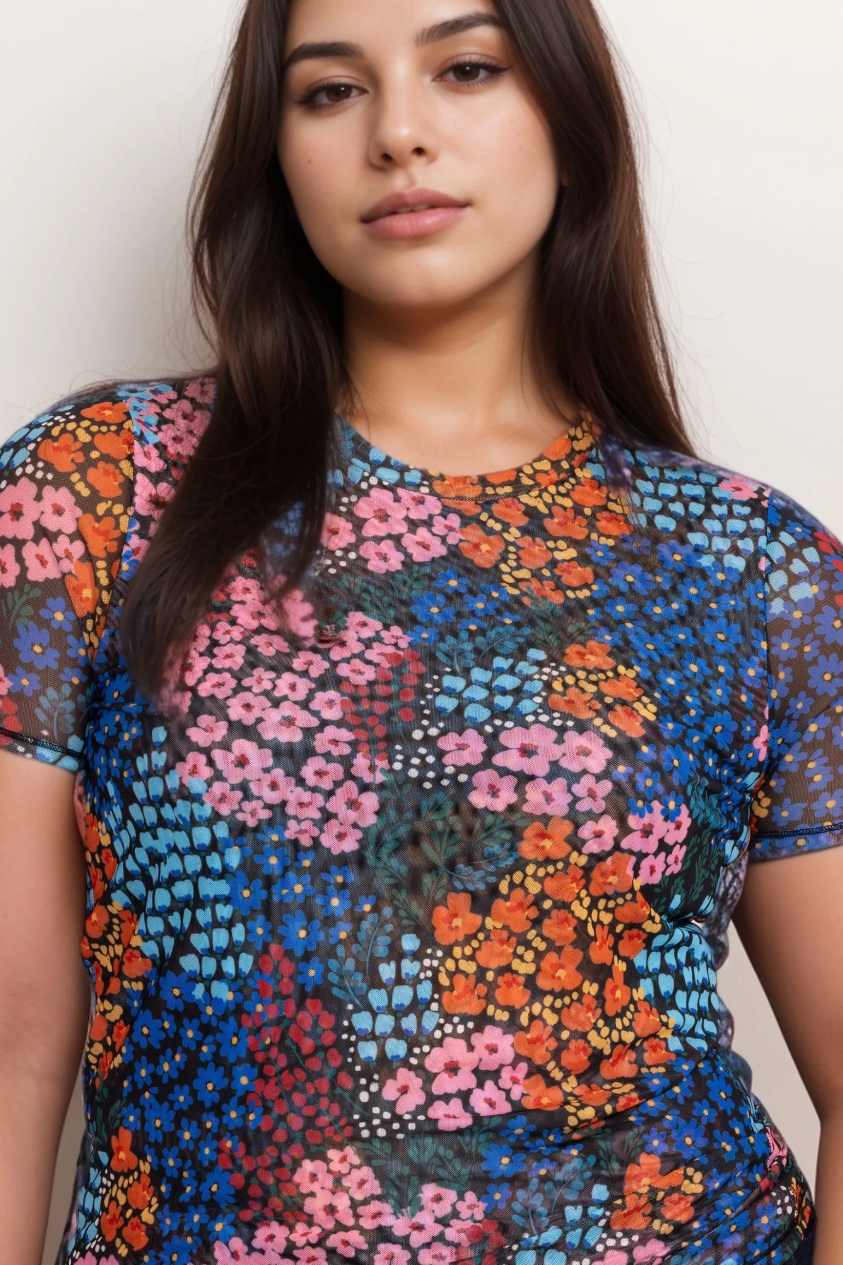Johnny Was Jade Eleanor Mesh Short Sleeve Tee L14124 Plus Size