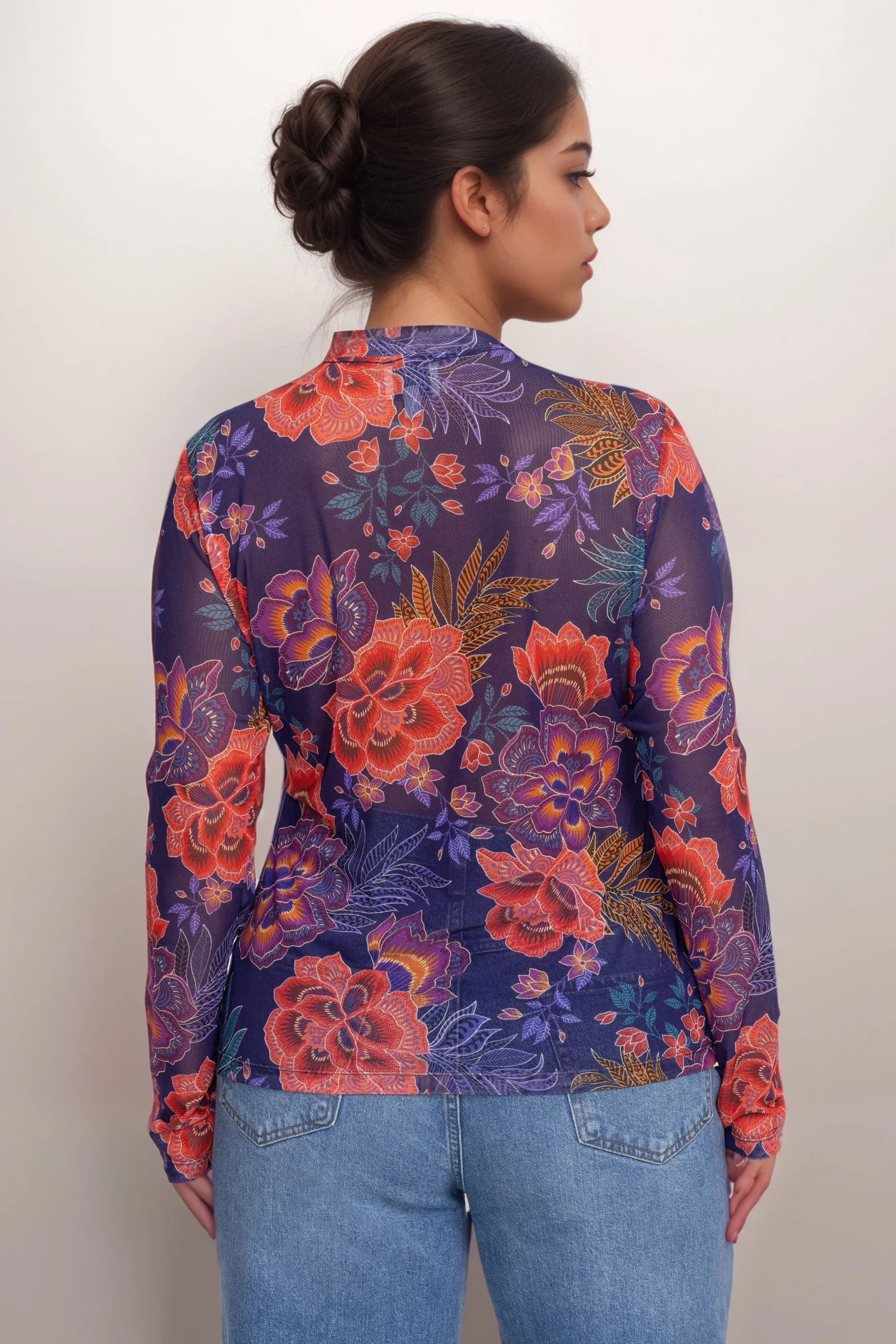 Johnny Was Jade Natalie Long Sleeve Mesh Tee L14324-7X Plus Size